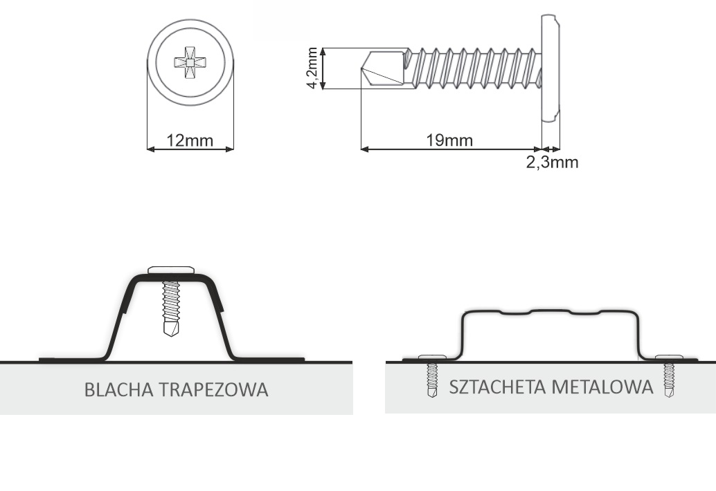wkręt podkładkowy samowiercący 4,2x19 glinmet