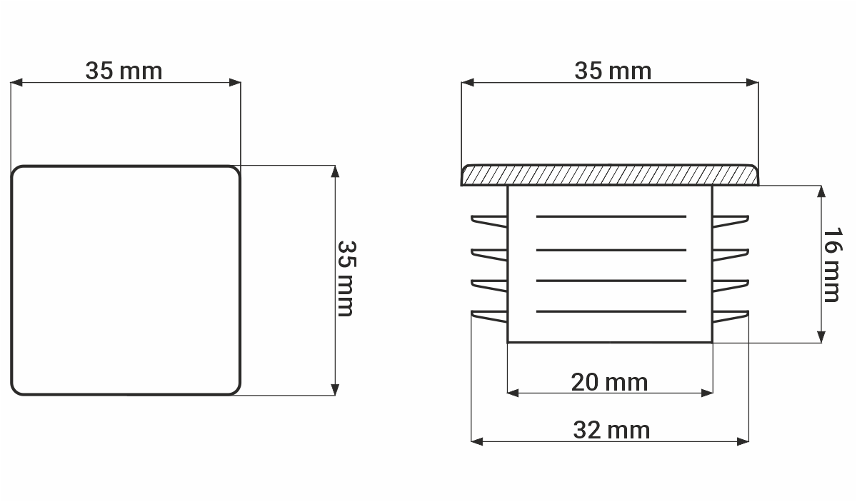 zaślepki do profilu 35x35 glinmet