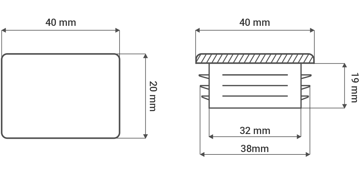 zaślepki do profilu 40x20 glinmet