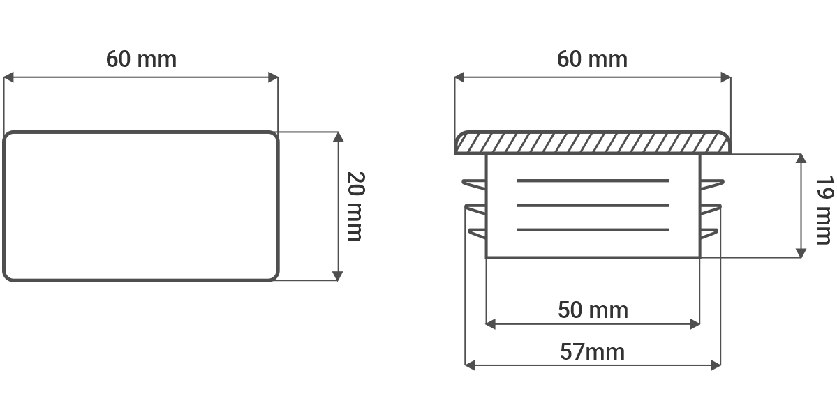 zaślepki do profilu 60x20 glinmet