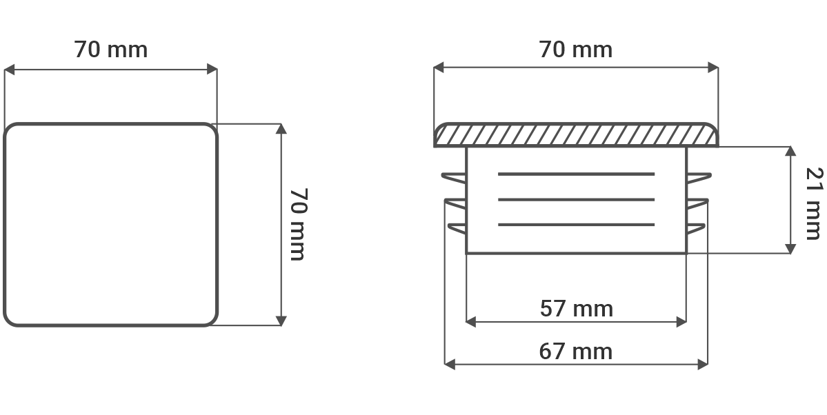 zaślepki do profilu 70x70 glinmet
