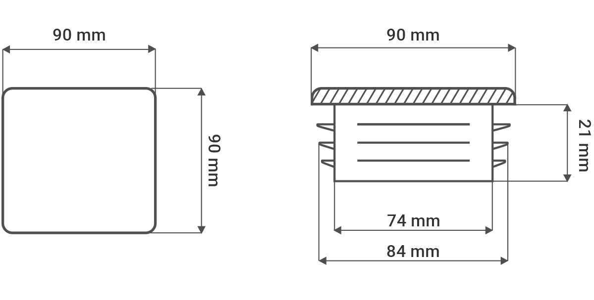 zaślepki profilu 90x90 glinmet