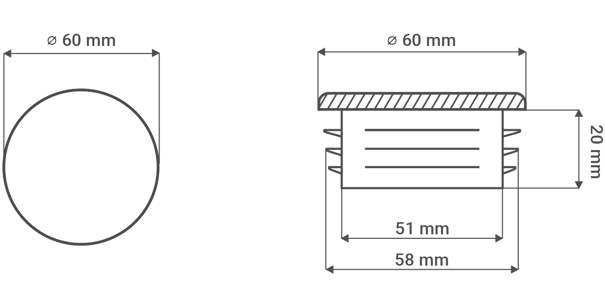zaślepki do rury srednica 60 glinmet